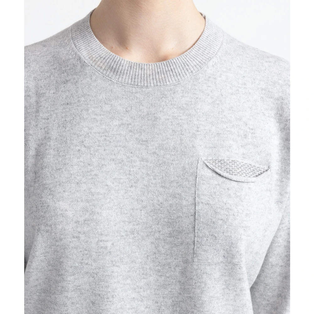 PESERICO Wol zijde en kasjmier trui met ronde hals Gray Dames