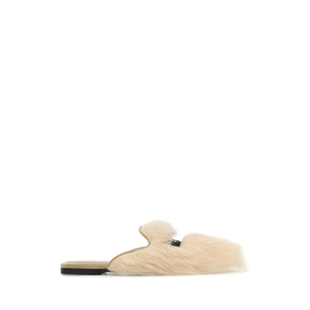Dolce & Gabbana Women's Beige Shearling And Suede Slippers