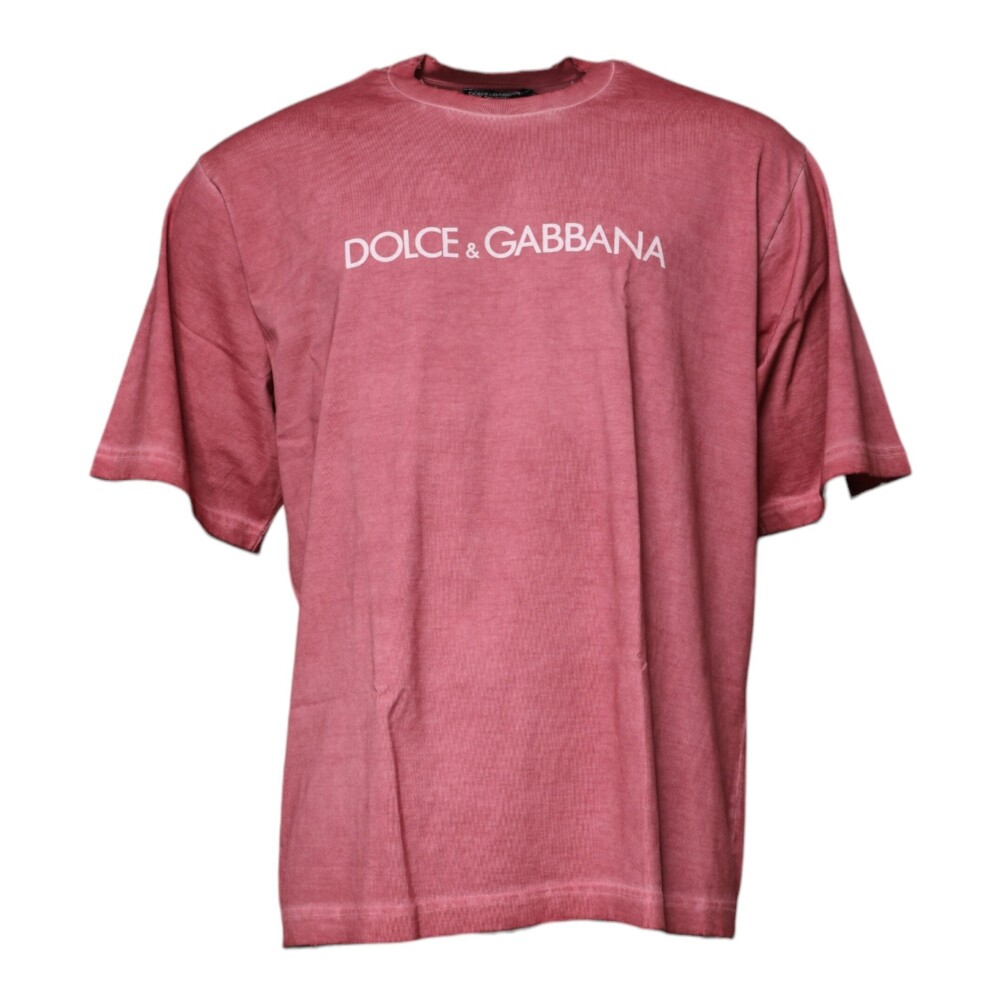 Dolce & Gabbana 長袖ストライプシャツ ロゴ総柄 ピンク/HW32