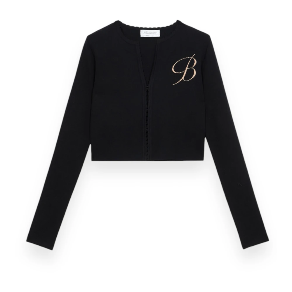 Blumarine Koreaanse Gebreide Logo Trui Black Dames