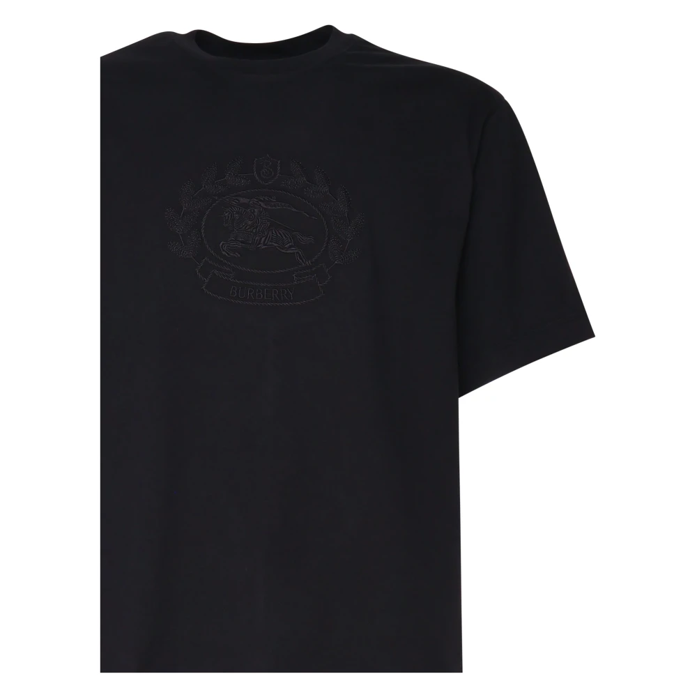 Burberry Zwarte Katoenen T-shirt Ronde Kraag Korte Mouwen Black Heren