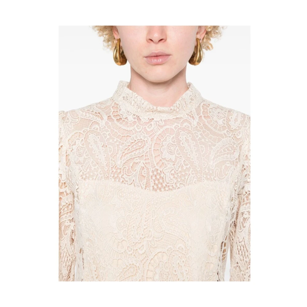 Twinset Crème Wit Macramé Detail Shirt Beige Dames
