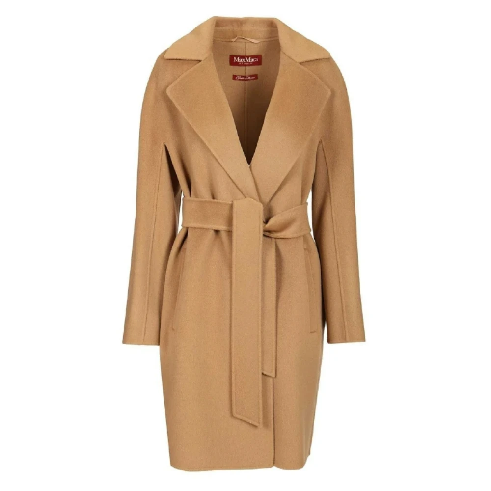Max Mara Women's Brown Midi Coat - Belted Coats - 2XS - Coats
