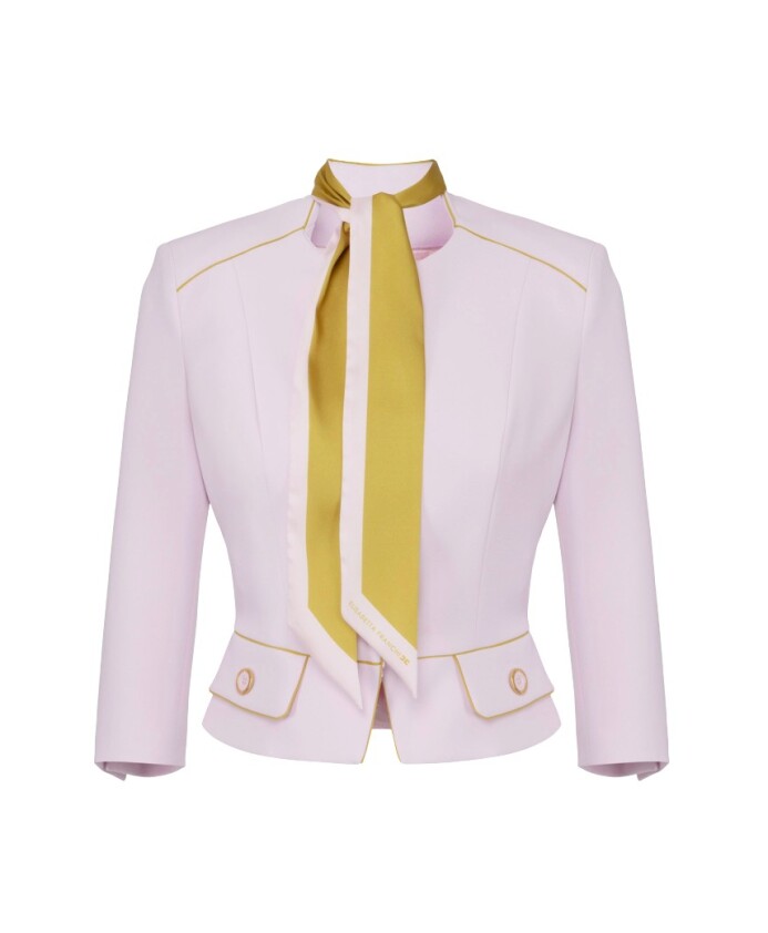 bicolor-crepe-jacket-with-removable-scarf