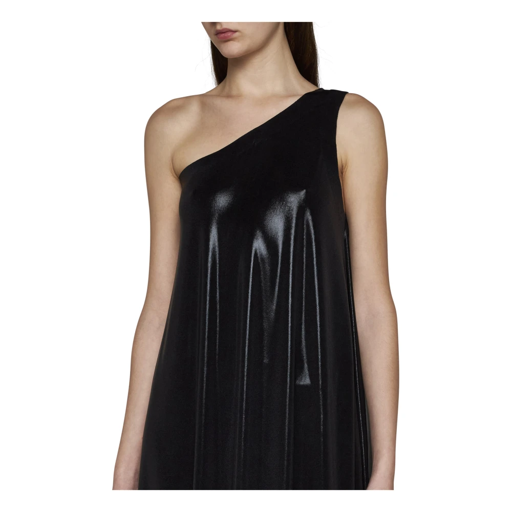 Norma Kamali Zwarte One-Shoulder Draperende Jurk Black Dames