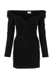 Elegancka Czarna Mini Sukienka z Rozciągliwej Wełny