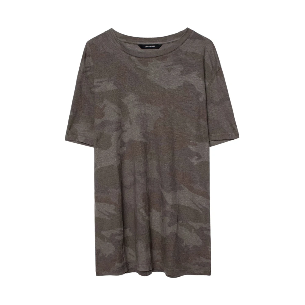 Zadig & Voltaire Camouflage Linnen T-Shirt Mannen Mode Green Heren