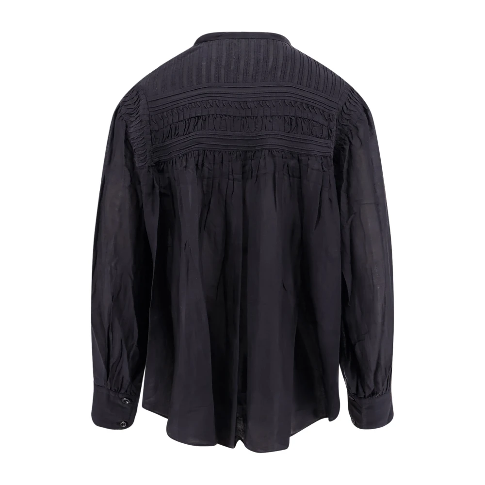 Isabel Marant Étoile Biologisch Katoen Viscose Shirt met Geplooid Inzetstuk Black Dames