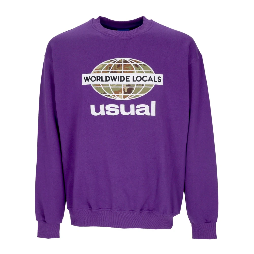 Usual Herr Lila Sweatshirts & Hoodies S, Bomull, Lättviktig Crewneck Sweatshirt