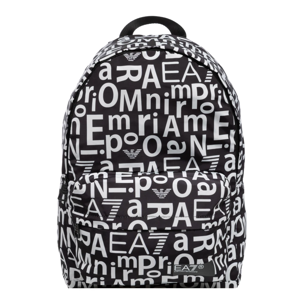 Emporio Armani EA7 Logo Mönster Multifärgad Ryggsäck med Dragkedja Multicolor, Herr