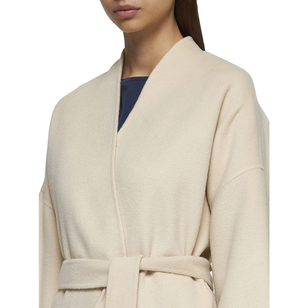 Max Mara Weekend Eris Zandkleurige Woljas met Ceintuur Beige Dames