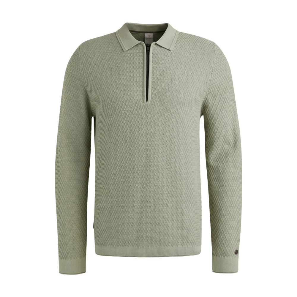 Cast Iron Lange mouw polo katoen modal Green Heren