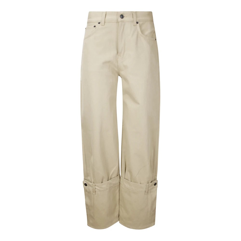 Haikure Wide-leg katoenen jeans met afneembaar deel Beige Dames