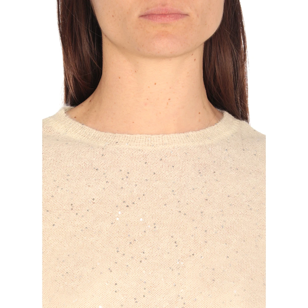 Fabiana Filippi Ivoor Paillet Mouwloze Trui Beige Dames