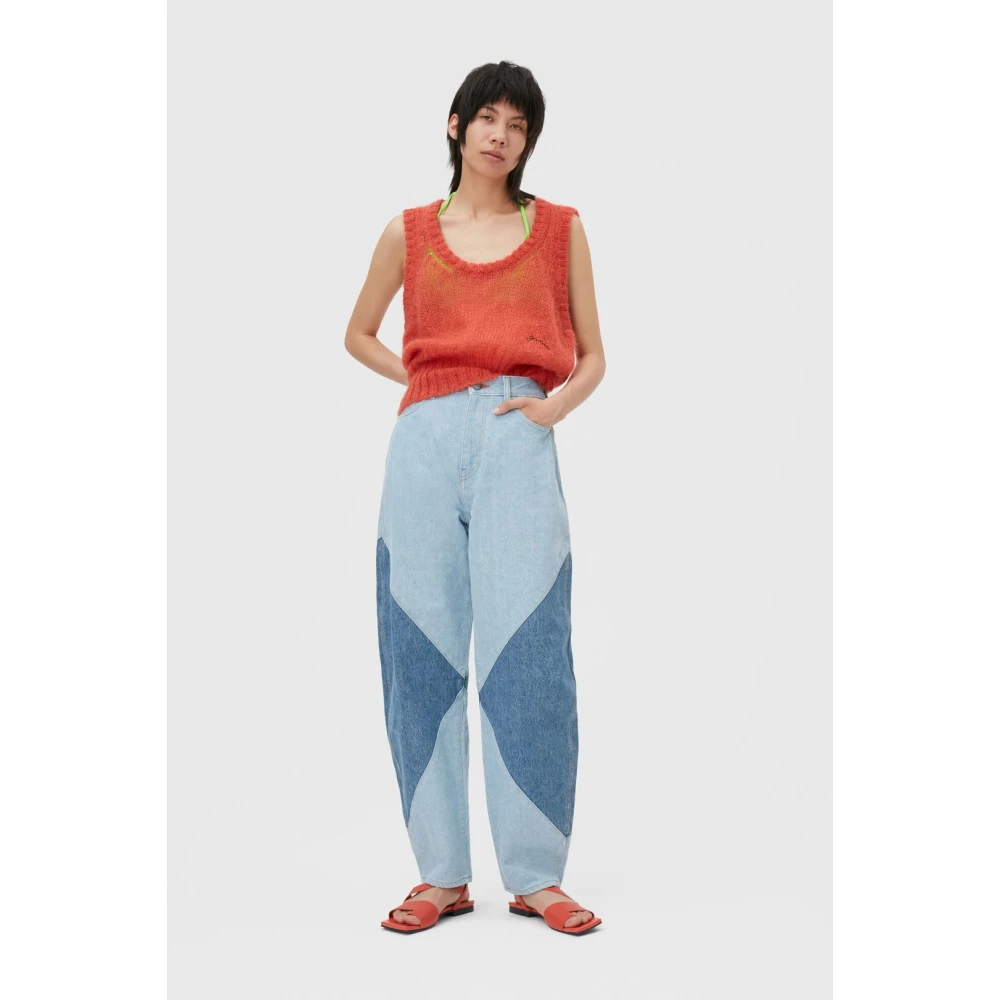 Ganni Hoge taille gebogen been denim jeans Blue Dames