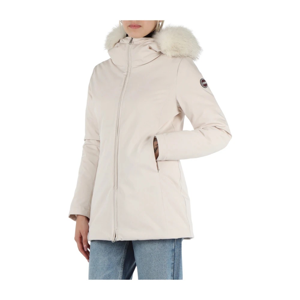 Colmar Stretchstof Pureness donsjack met bontdetail White Dames