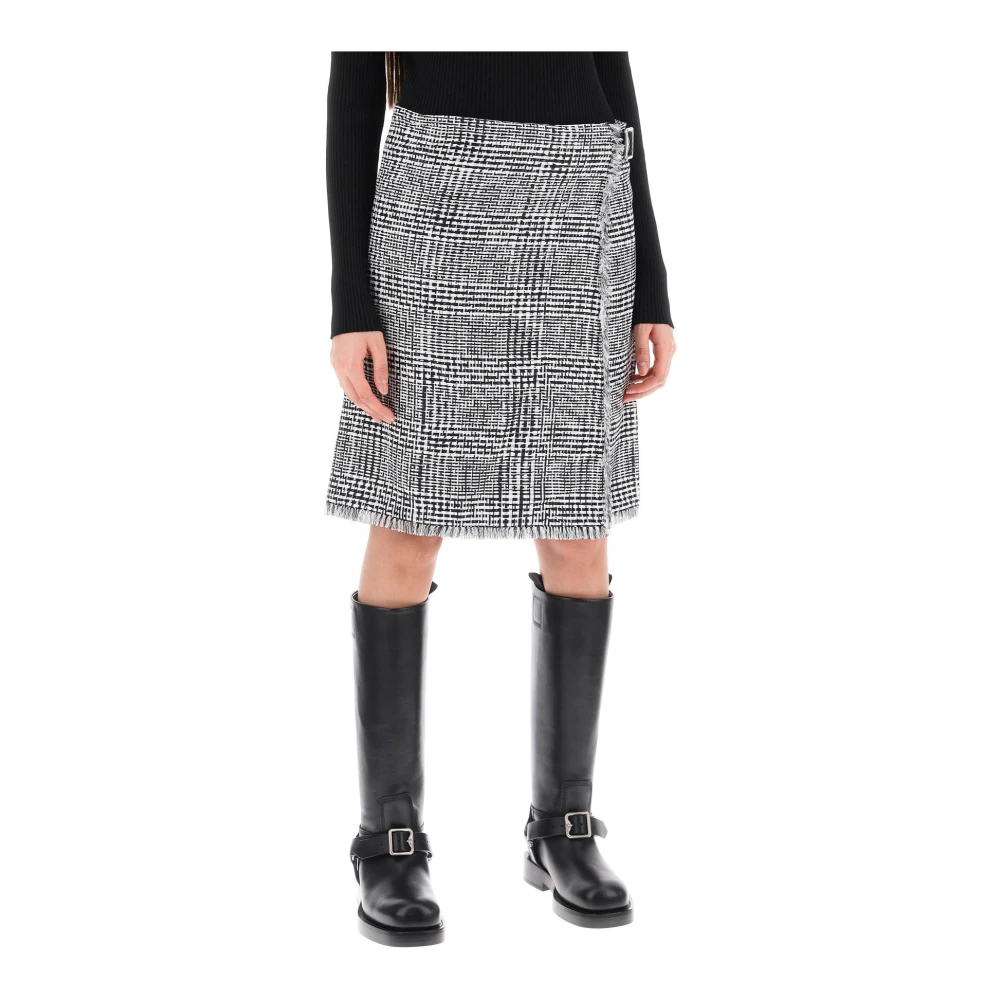 Burberry Women's Multicolor Warped Houndstooth Kilt - Midi Skirts - Xs - Skirts