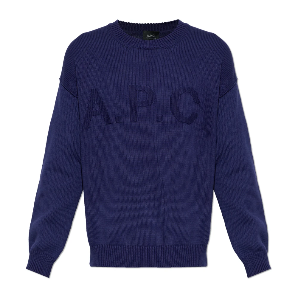 A.p.c. Blå Bomullströja Med Logotyp