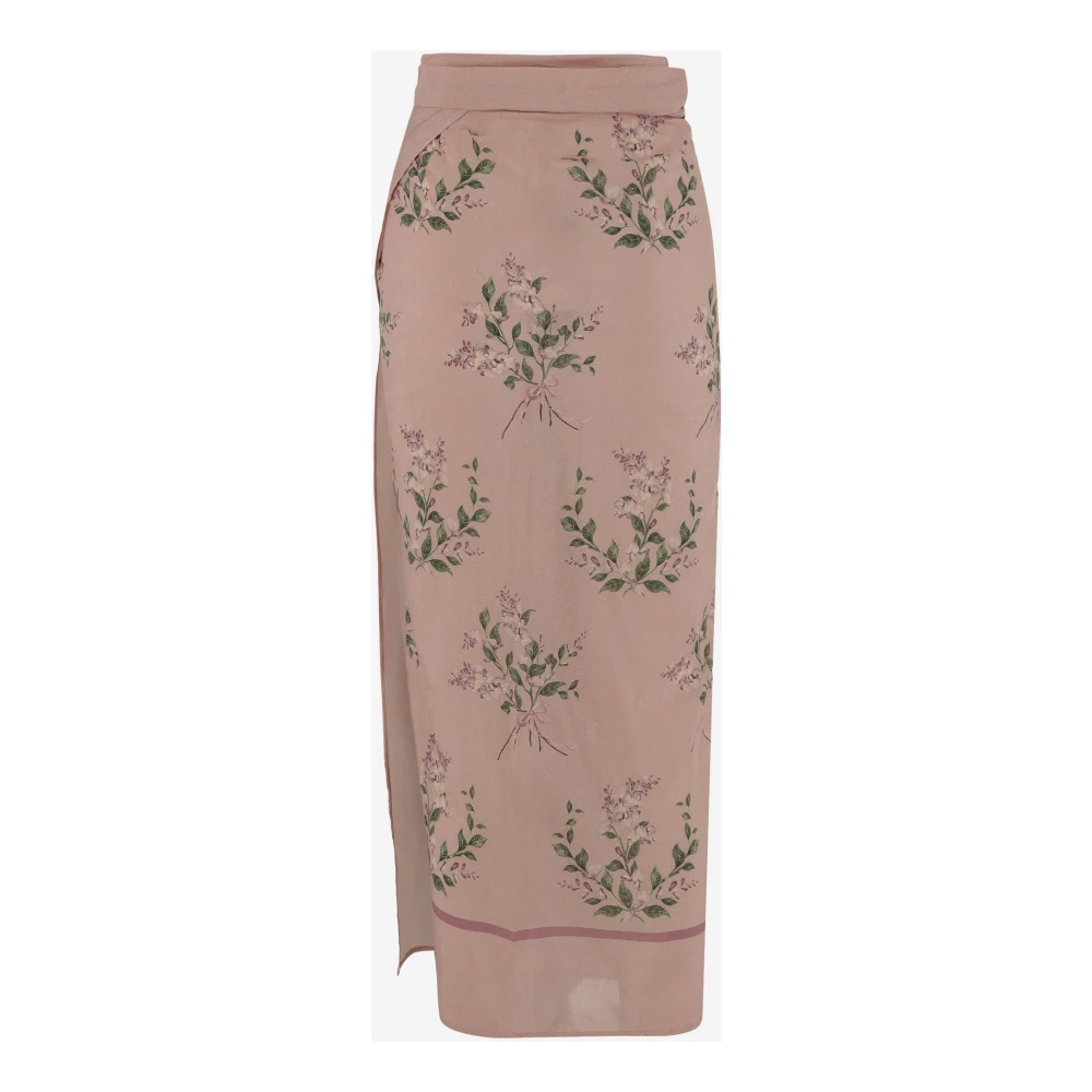 Agua by Agua Bendita Bloemen Katoen Zijden Midi Rok Pink Dames