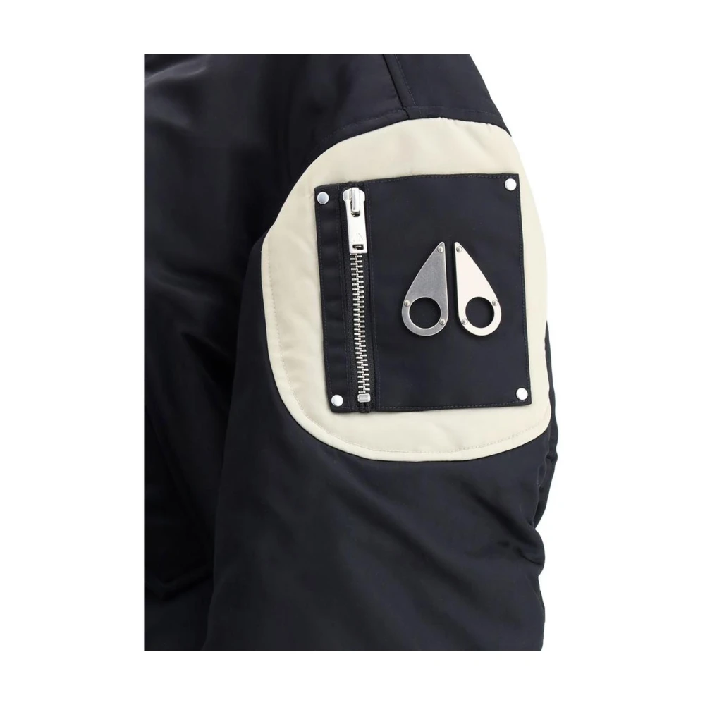 Moose Knuckles Moderne Gewatteerde Bomberjack met Geribbelde Details Black Dames