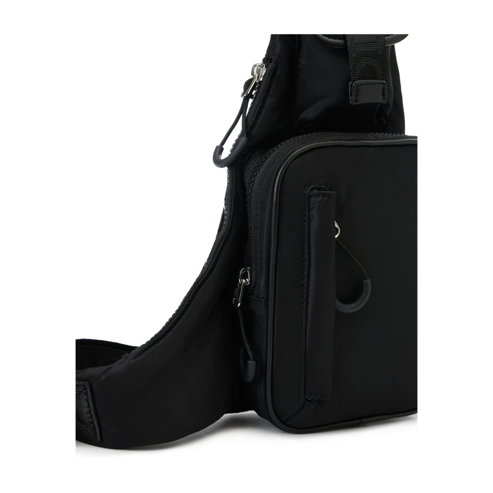 Iceberg Zwarte zachte nylon schoudertas met maxi zakken en gepersonaliseerde linten Black Heren