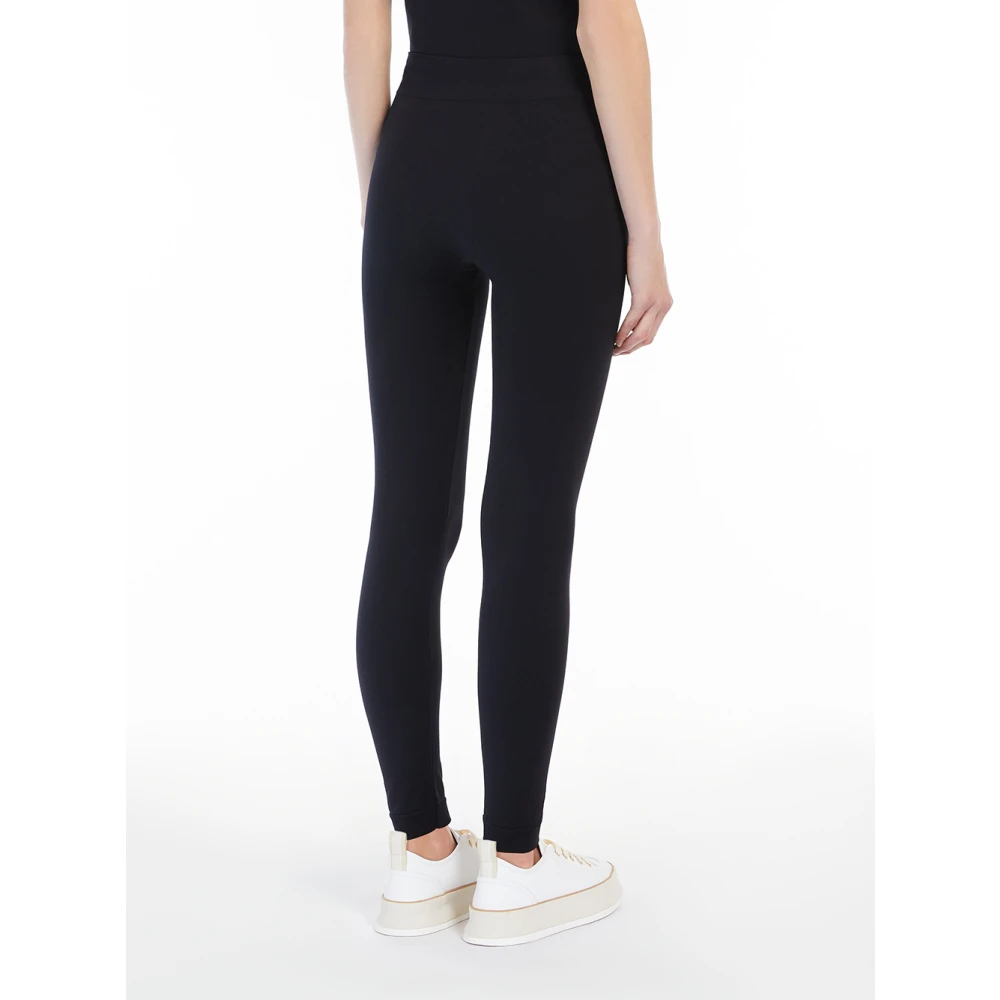 Max Mara Zwarte Leggings met Bedrukte Letters Black Dames