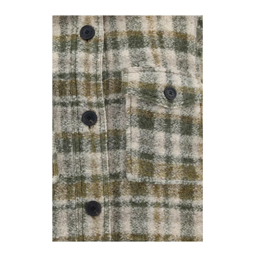 Isabel Marant Étoile Geruit Patroon Wollen Overhemdjas Oversized Green Dames