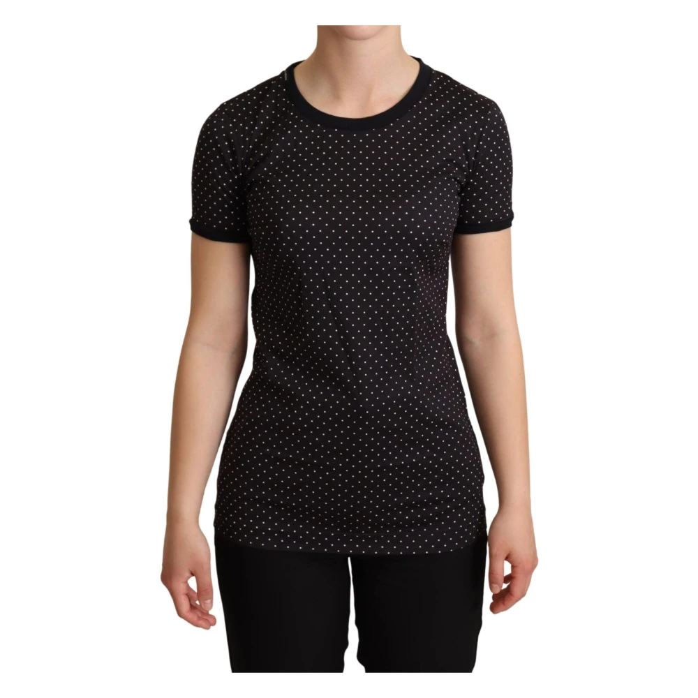 Dolce & Gabbana Women's Black T-Shirts, Xs, Crewneck Short Sleeve T-Shirt