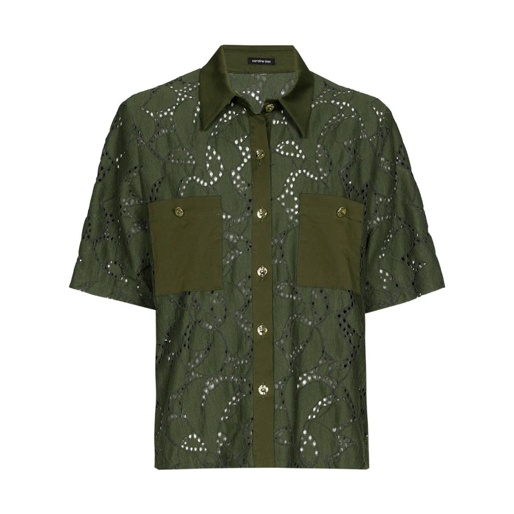 Caroline Biss Korte Mouw Blouse Bloes Green Dames