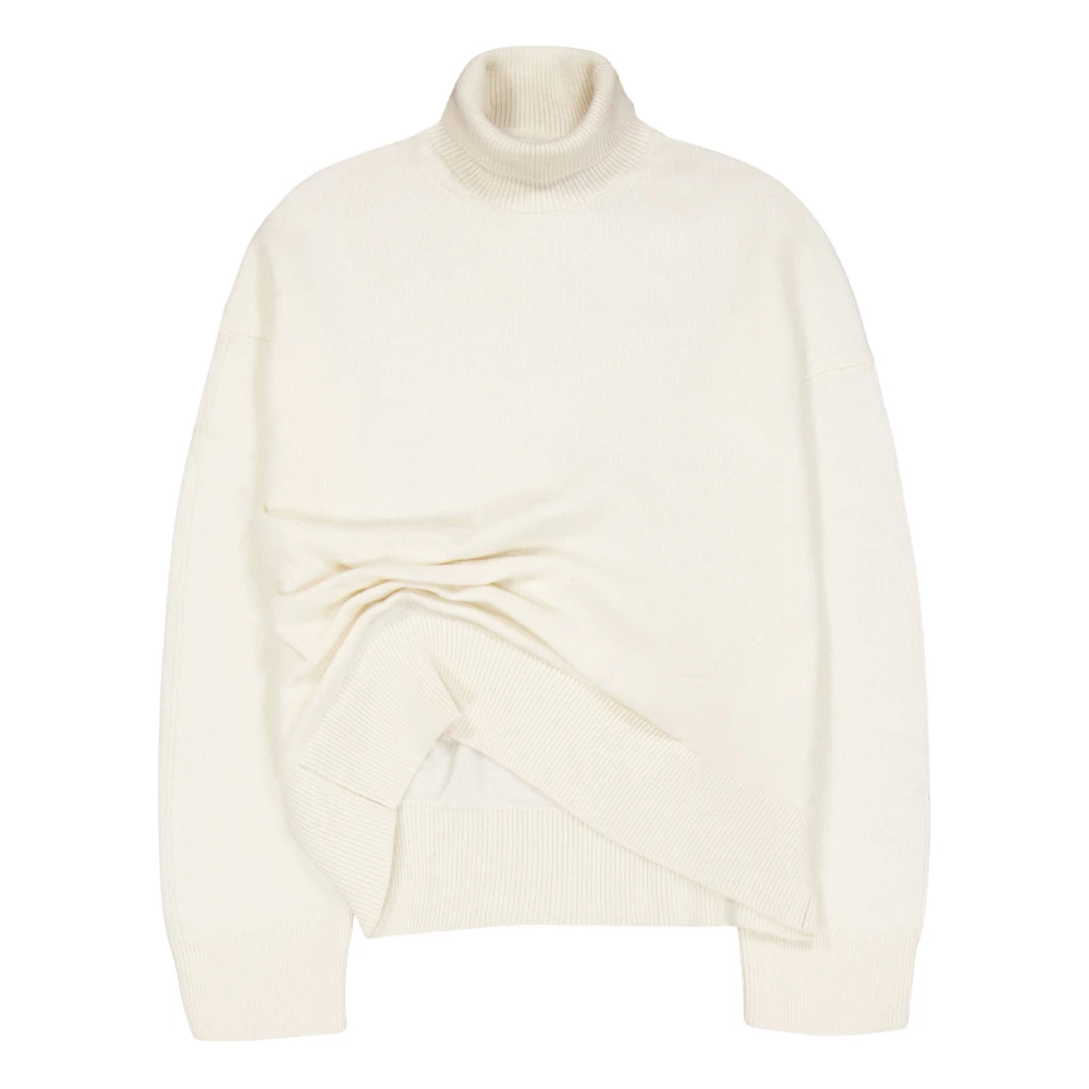 Laneus Oversized Asymmetrisch Merino Wol en Kasjmier Dolcevita Beige Dames