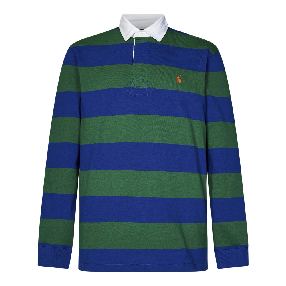 Polo Ralph Lauren Groen Gestreept Rugby Polo Shirt met Lange Mouwen Green Heren