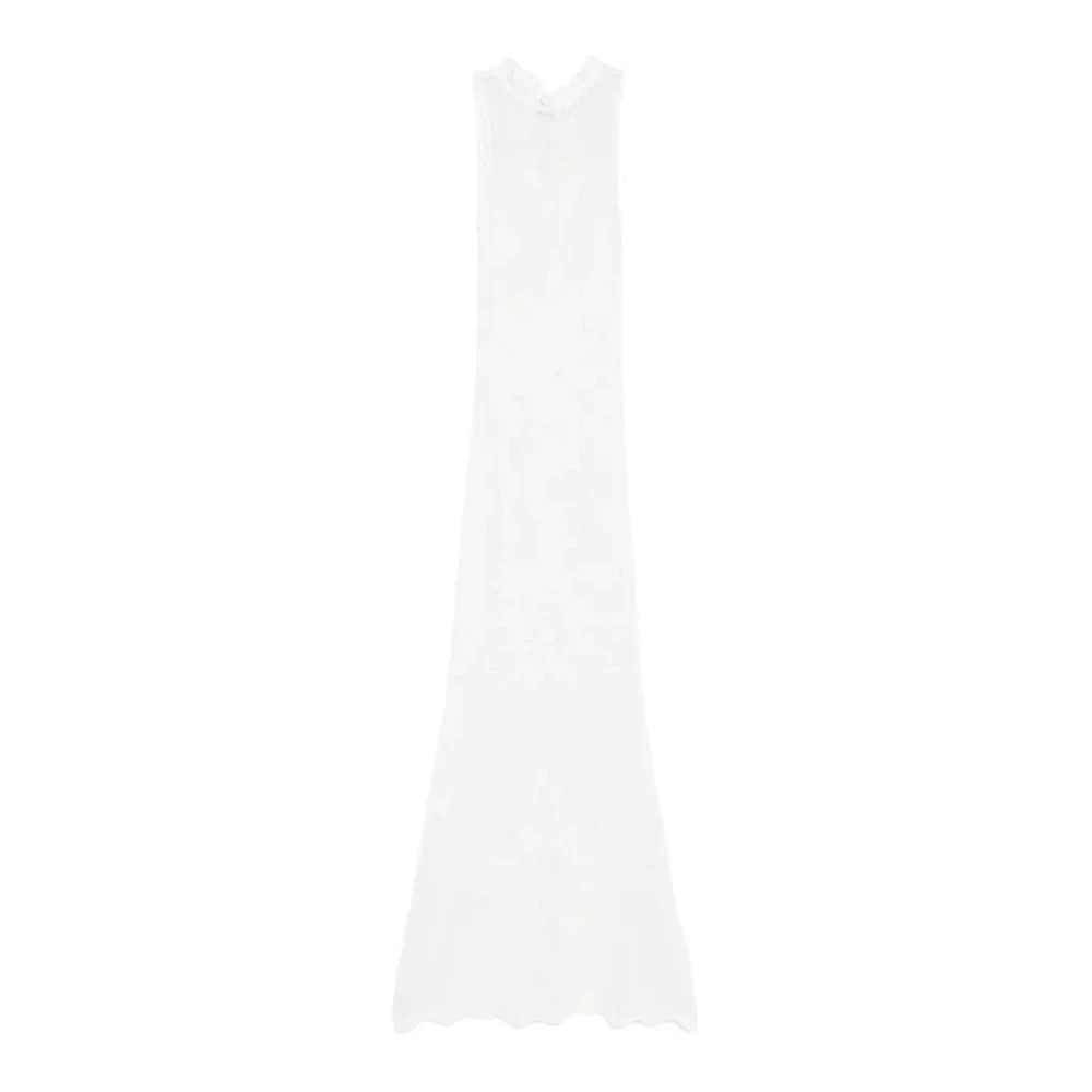 Twinset Women's White Knitted Dresses, M, Long Knitted Dress
