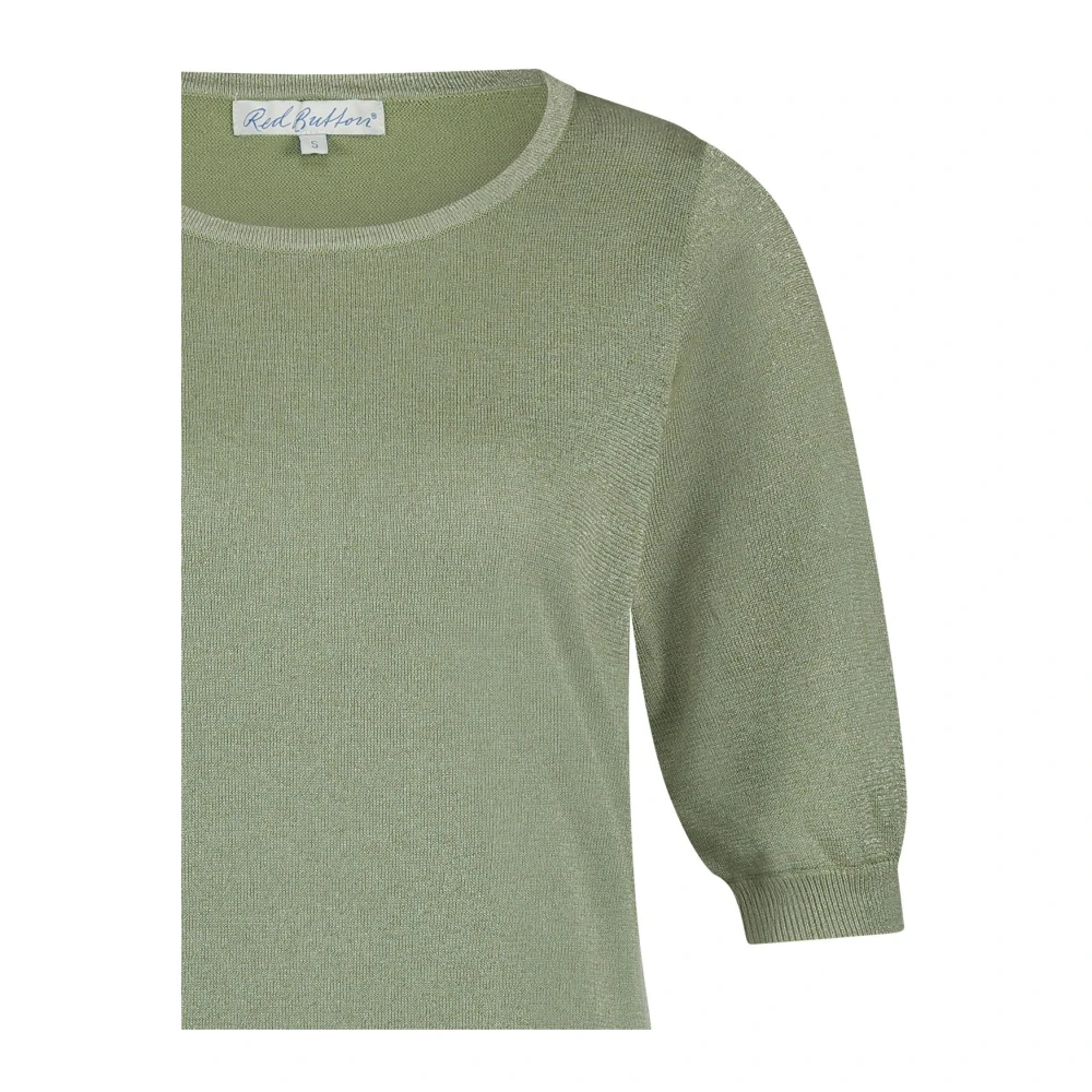Red Button Sprankelende Groene Glitter Gebreide Top Green Dames
