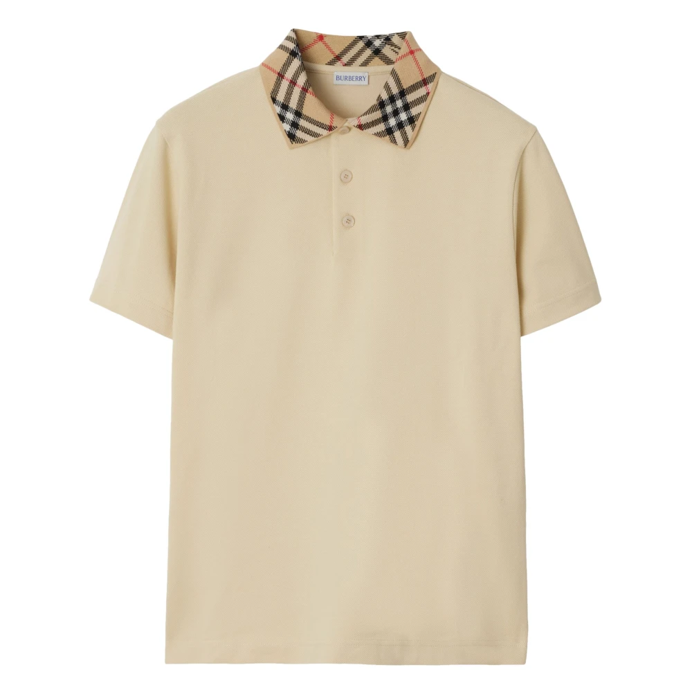 Burberry Geruite Gebreide Polo Beige Heren