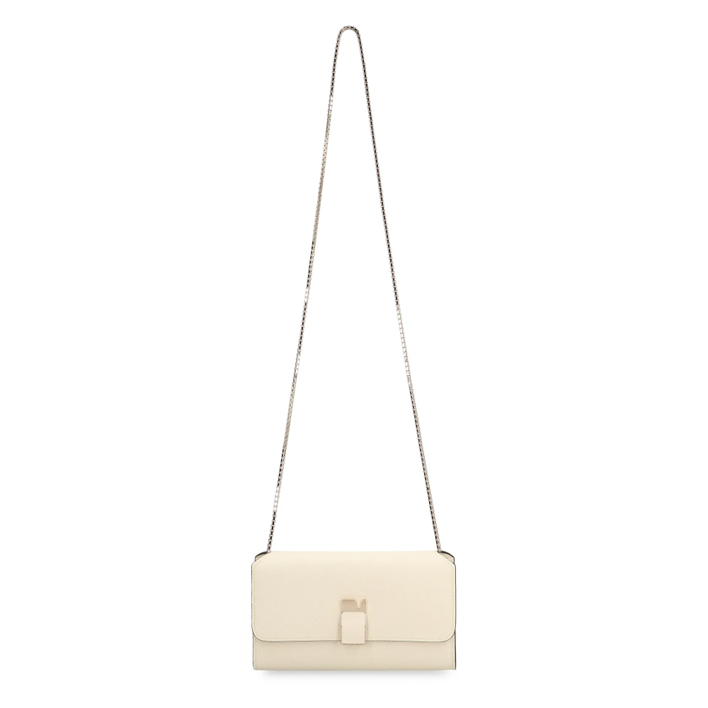 Valextra Leren Clutch met Kettingband Beige Dames