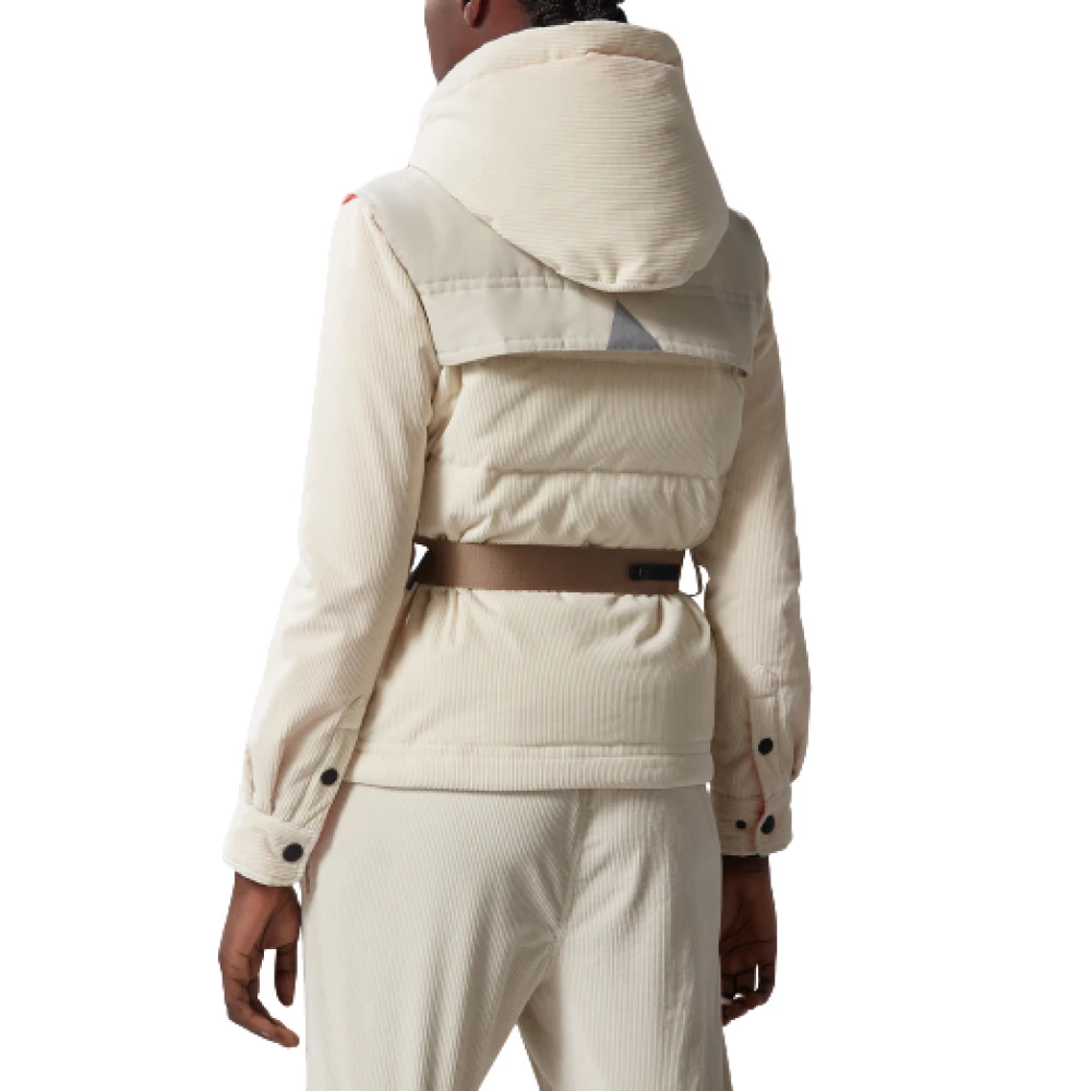 Moncler Korte Gewatteerde Jas met Afneembare Mouwen Beige Dames