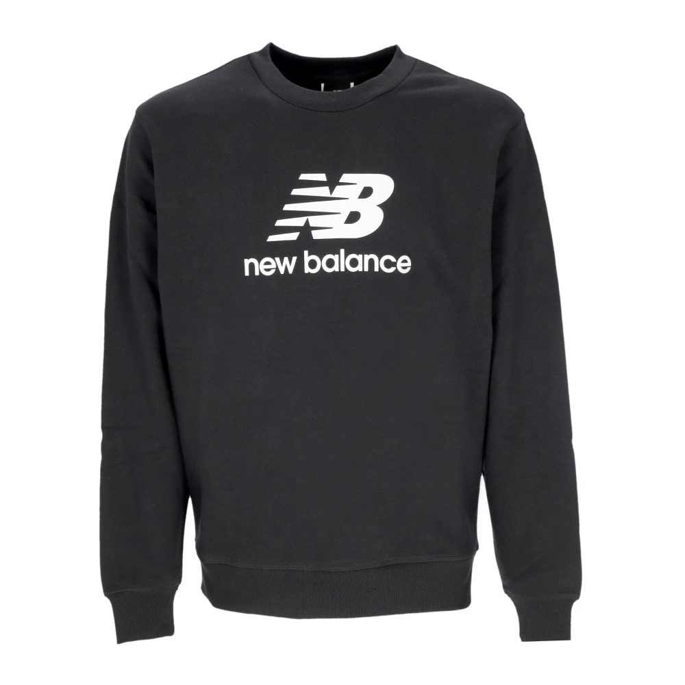 New Balance Black Sweatshirts, Male, L, Logo French Terry Crewneck Sweatshirt