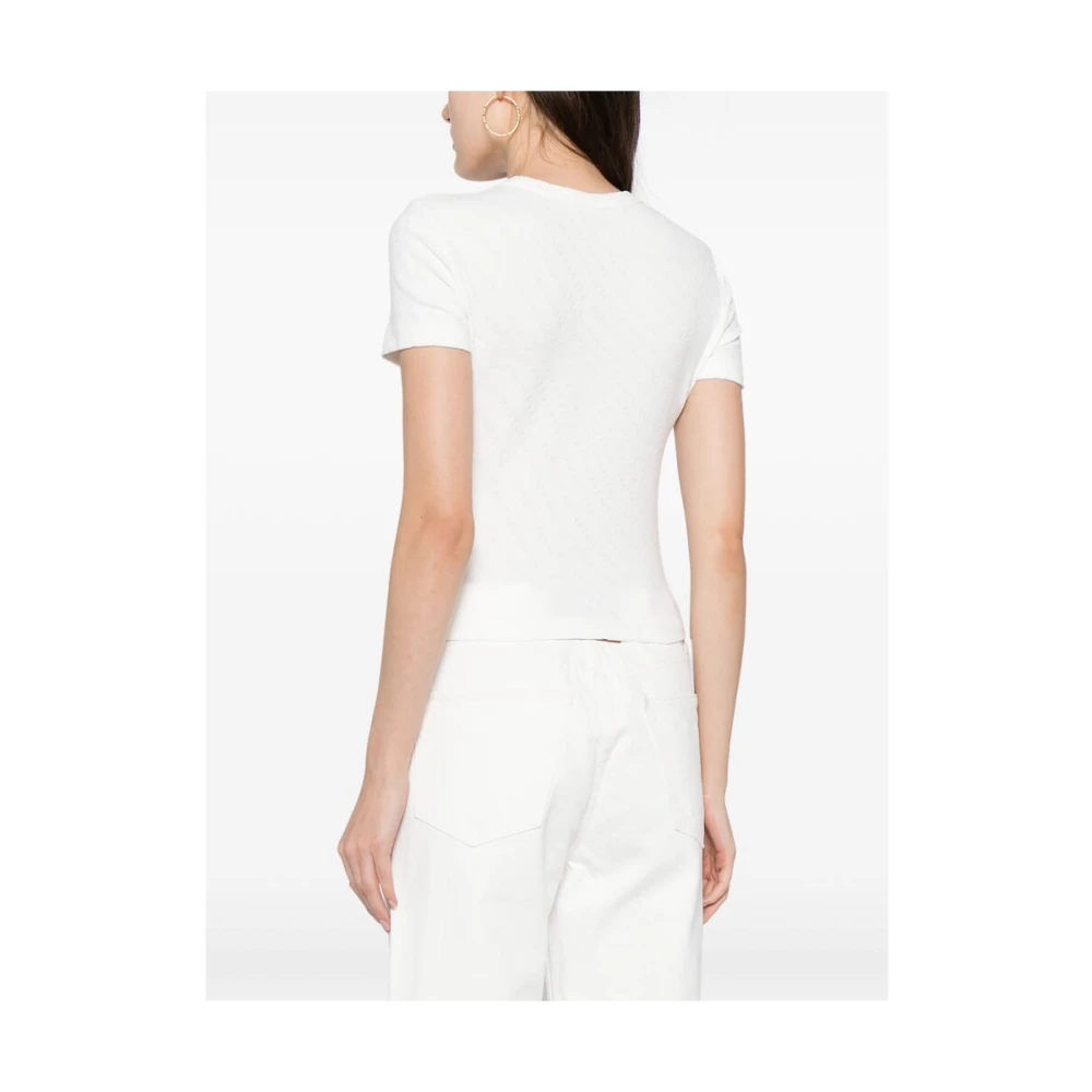 T by Alexander Wang Wit Gebreid T-shirt met Logomotief White Dames