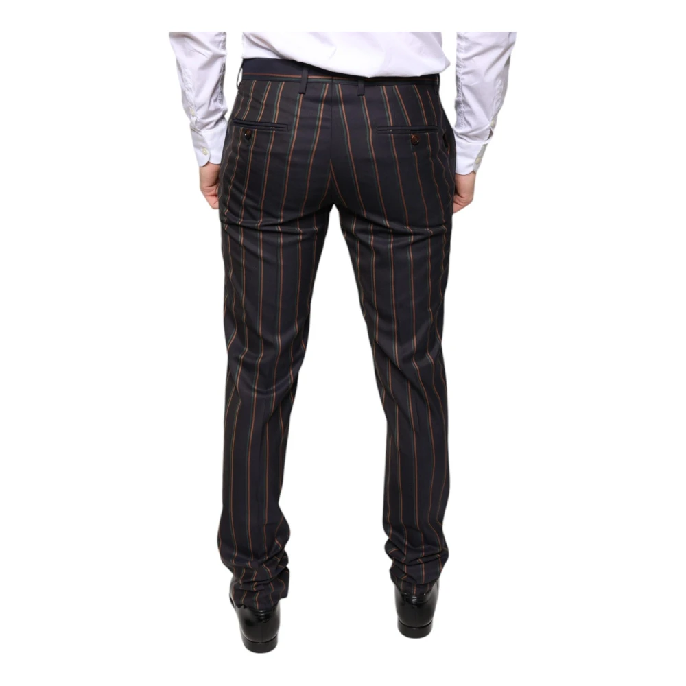Dolce & Gabbana Bruine Gestreepte Wollen Pantalon Brown Heren