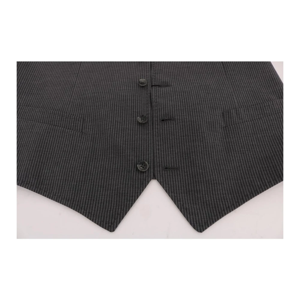 Dolce & Gabbana Grijze Katoen Rayon Vest Gilet Gray Heren