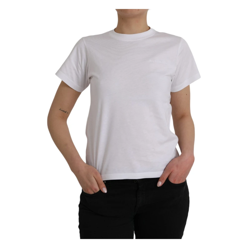 Balenciaga Katoenen T-shirt met Ronde Hals White Dames
