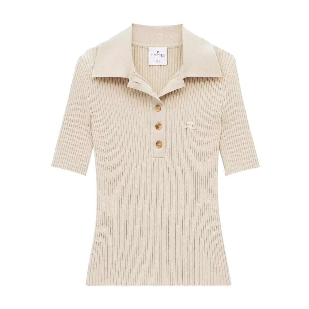 Courrèges Beige Polo Shirt met Logo Beige Dames