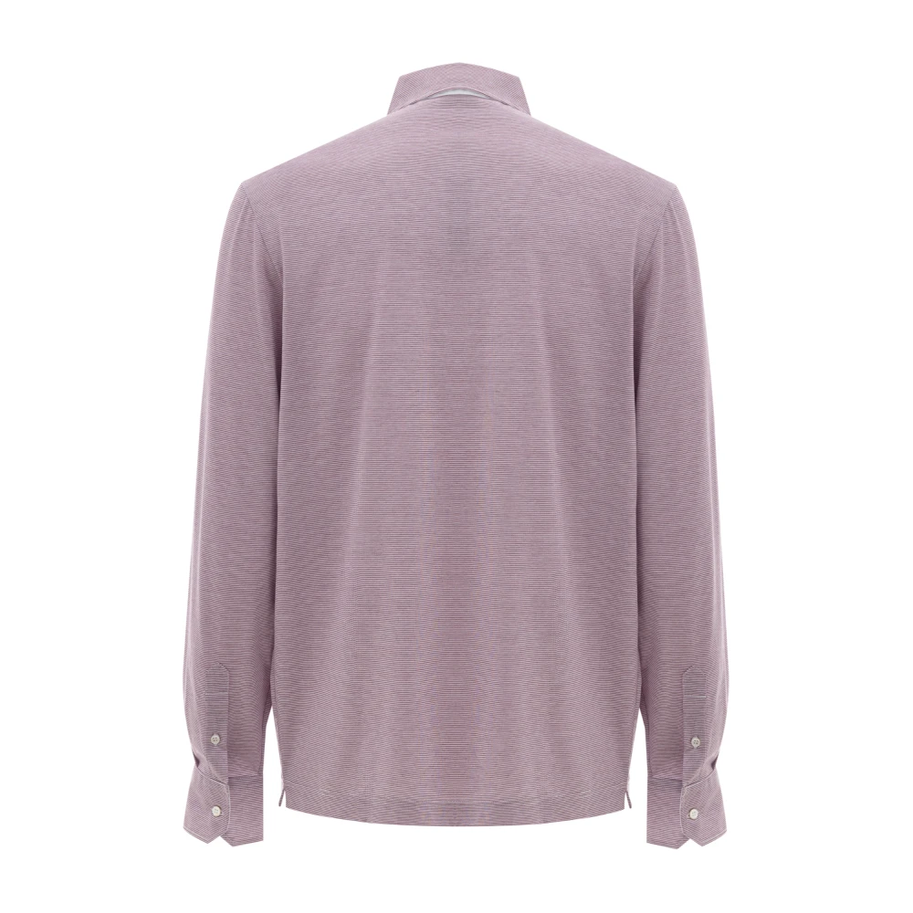 Canali Lange mouwen roze poloshirt Pink Heren