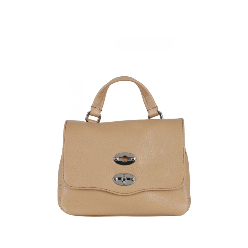 Zanellato Zilveren Twist Lock Leren Schoudertas Brown Dames