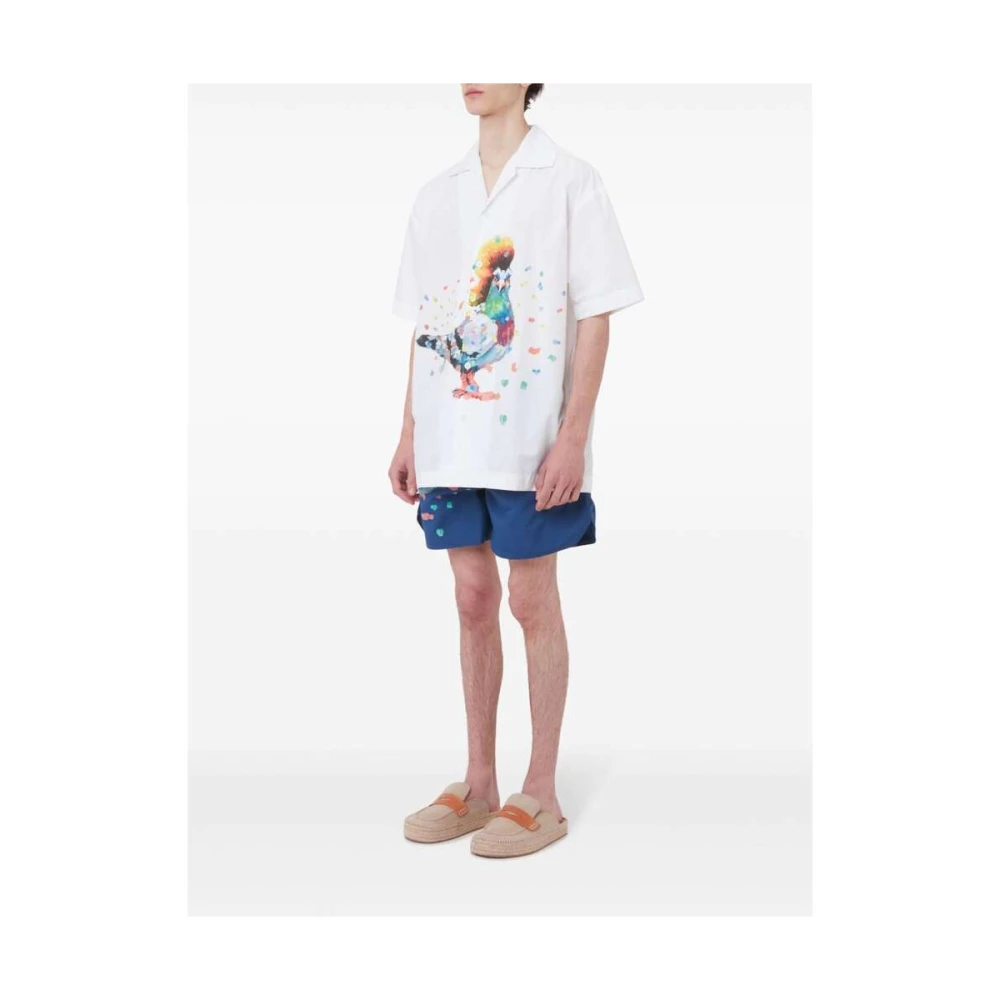 JW Anderson Grafische Print Camp Kraag Overhemd White Heren