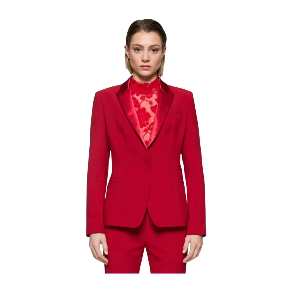 Dondup Wollen Single-Breasted Blazer Red Dames