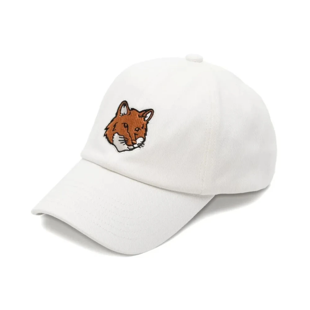Maison Kitsuné Men's White Hats & Caps, One Size, Fox Head Cap