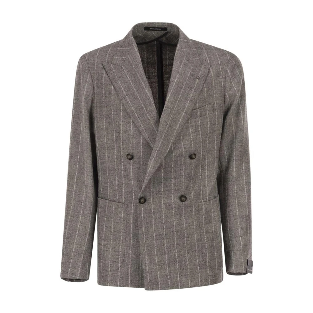 Tagliatore Men's Gray Blazers, 2XL, Double-Breasted Striped Blazer