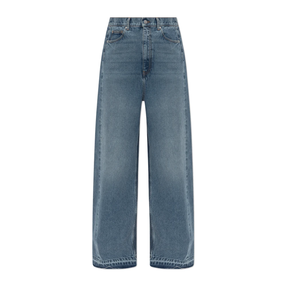 Stella Mccartney Women's Blue Wide Jeans, W25, Two Tonal Fabric Paneled Wide Jeans