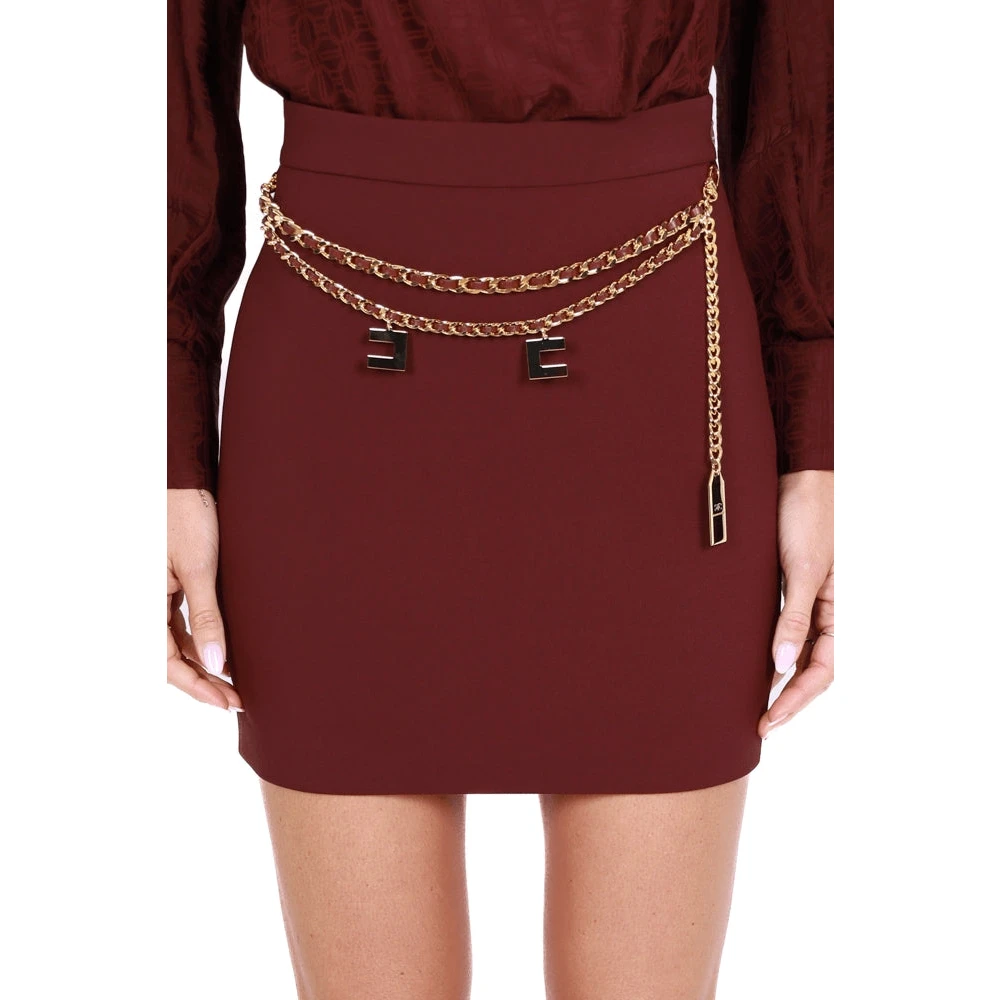 Elisabetta Franchi Rood Zwart Ketting Mini Rok Red Dames
